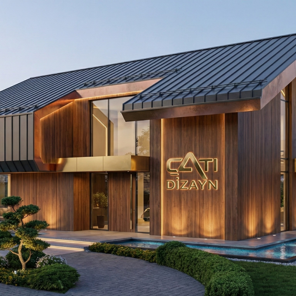 Ankara lüks villa çatı modelleri ve antrasit gri kenet kaplama